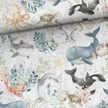 Úplet Podmořský svět (E) (Hebké bavlněné úplety s elastanem )