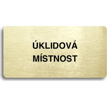 Informační tabulka Zlatý piktogram "ÚKLIDOVÁ MÍSTNOST" s černým&nbsp;textem bez rámečku&nbsp;-
