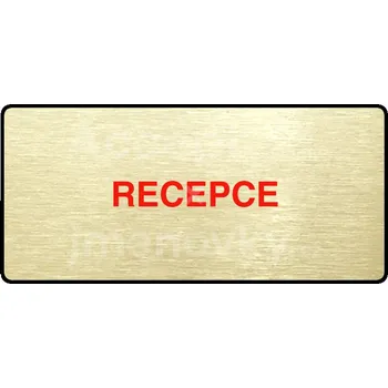Informační tabulka Zlatý&nbsp;piktogram "RECEPCE" s červeným textem a rámečkem&nbsp;-