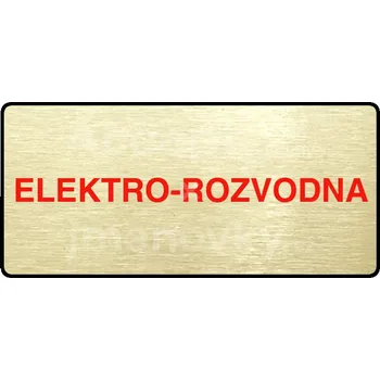 Informační tabulka Zlatý&nbsp;piktogram "ELEKTRO-ROZVODNA" s červeným textem a rámečkem&nbsp;-
