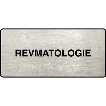 Informační tabulka Stříbrný piktogram "REVMATOLOGIE" s černým textem a rámečkem -