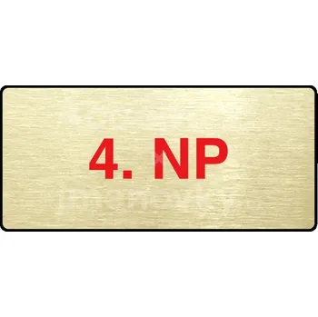 Informační tabulka Zlatý&nbsp;piktogram "4. NP" s červeným textem a rámečkem&nbsp;-