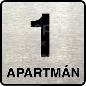 Informační tabulka Stříbrný piktogram "1 apartmán" s černým textem a rámečkem - 80 x 80 mm