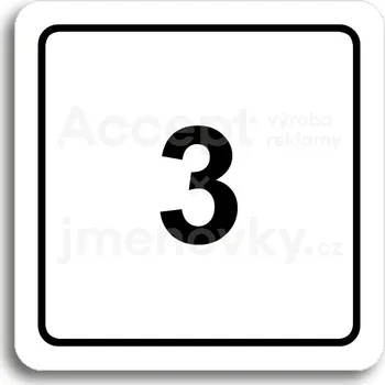 Informační tabulka Bílý piktogram "číslo" s černým textem a rámečkem&nbsp;-