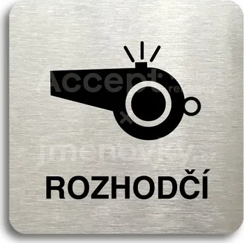 Informační tabulka Stříbrný piktogram "rozhodčí III" s černým textem bez rámečku -