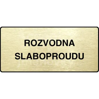 Informační tabulka Zlatý piktogram "ROZVODNA SLABOPROUDU" s černým&nbsp;textem a rámečkem&nbsp;-