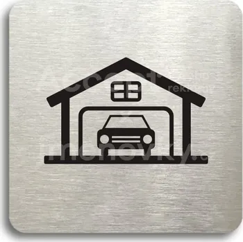 Informační tabulka Stříbrný piktogram "garáž" s černým&nbsp;textem bez rámečku -