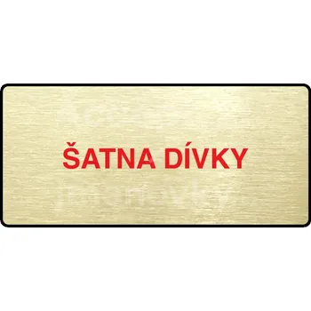 Informační tabulka Zlatý&nbsp;piktogram "ŠATNA DÍVKY" s červeným textem a rámečkem&nbsp;-