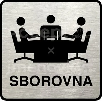 Informační tabulka Stříbrný piktogram "sborovna" s černým&nbsp;textem a rámečkem&nbsp;-