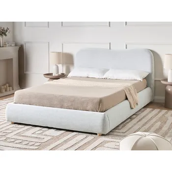 Ložnice Úložná postel světle šedá polyesterové čalounění 140 x 200 cm minimalistický moderní design úložný prostor ložnice Beliani