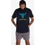 Mikina Under Armour Project Rock Payoff Short Sleeve Terry Hoodie Black/ Coastal Teal M