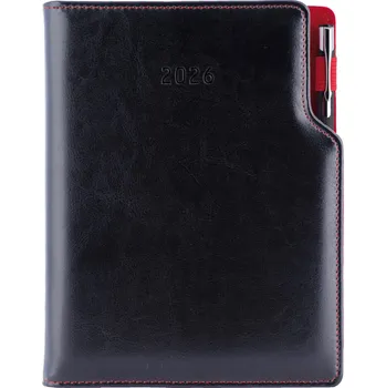 Diář Černý diář GEP B5 týdenní 2026 s černým vnitřkem a propiskou