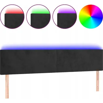 Čelo postele LED sametové černé 160x78/88 cm, barevné LED diody