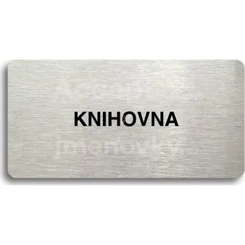 Značení Stříbrný piktogram "KNIHOVNA" s černým textem bez rámečku -