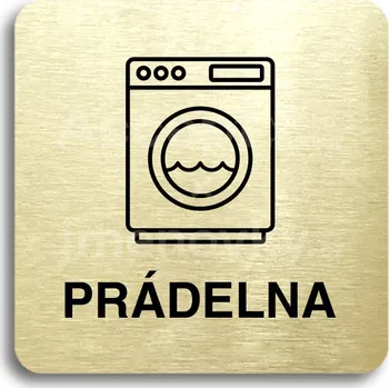 Informační tabulka Zlatý piktogram "prádelna II" s černým textem bez rámečku -