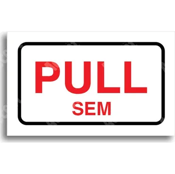 Informační tabulka Bílý piktogram "SEM - TAM - typ 18" s červeným textem a rámečkem - 80 x 50 mm