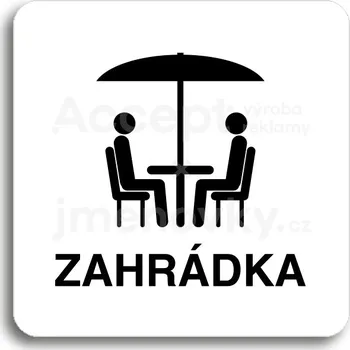 Informační tabulka Bílý piktogram "zahrádka IV" s černým textem bez rámečku -