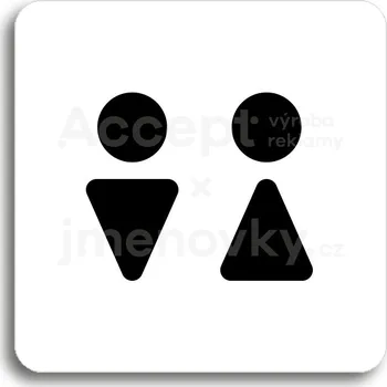 Informační tabulka Bílý piktogram "WC muži, ženy II" s černým textem bez rámečku&nbsp;-