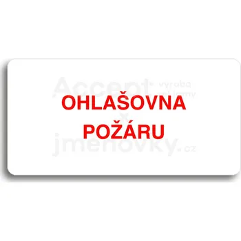 Informační tabulka Bílý piktogram "OHLAŠOVNA POŽÁRU" s červeným textem bez rámečku&nbsp;-