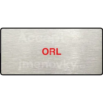 Informační tabulka Stříbrný&nbsp;piktogram "ORL" s červeným textem a rámečkem&nbsp;-