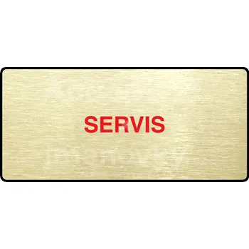 Informační tabulka Zlatý&nbsp;piktogram "SERVIS" s červeným textem a rámečkem&nbsp;-