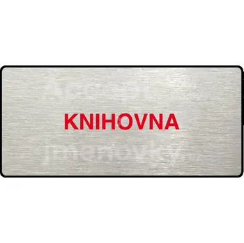 Informační tabulka Stříbrný&nbsp;piktogram "KNIHOVNA" s červeným textem a rámečkem&nbsp;-