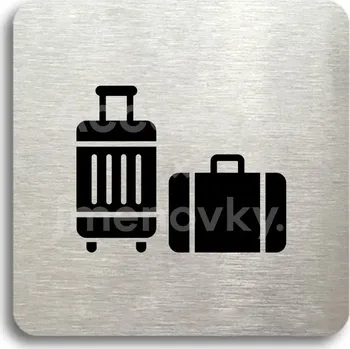 Informační tabulka Stříbrný piktogram "úschovna zavazadel III" s černým&nbsp;textem bez rámečku -