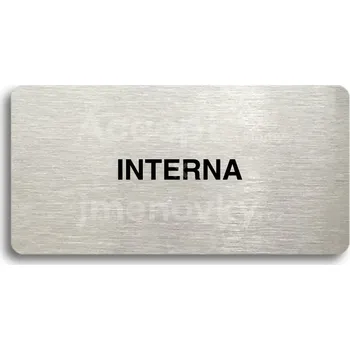 Informační tabulka Stříbrný piktogram "INTERNA" s černým&nbsp;textem bez rámečku -