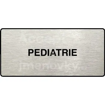 Informační tabulka Stříbrný piktogram "PEDIATRIE" s černým&nbsp;textem a rámečkem&nbsp;-