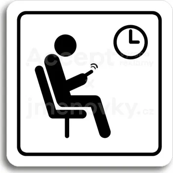 Informační tabulka Bílý piktogram "čekárna VII" s černým textem a rámečkem&nbsp;-