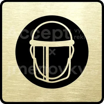 Informační tabulka Zlatý piktogram "ochranný štít IV" s černým&nbsp;textem a rámečkem&nbsp;-