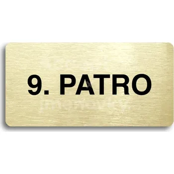 Informační tabulka Zlatý piktogram "9. PATRO" s černým textem bez rámečku -