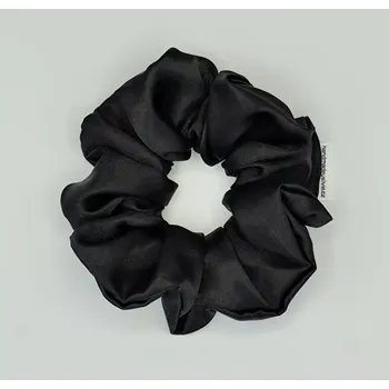Saténová Scrunchie gumička černá L - klasik