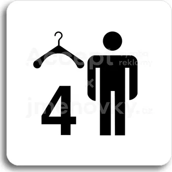 Informační tabulka Bílý piktogram "šatna muži 4" s černým textem bez rámečku&nbsp;-