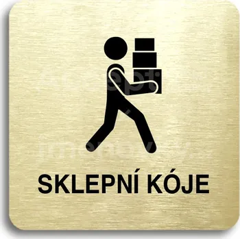 Informační tabulka Zlatý piktogram "sklepní kóje" s černým&nbsp;textem bez rámečku&nbsp;-