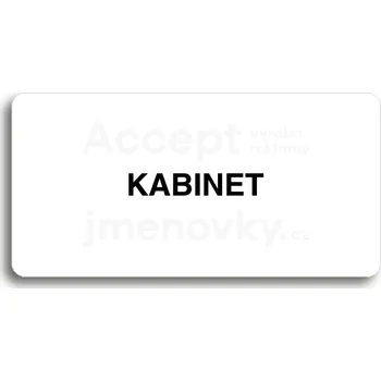 Značení Bílý piktogram "KABINET" s černým textem bez rámečku&nbsp;-