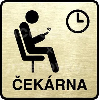 Informační tabulka Zlatý piktogram "čekárna IV" s černým&nbsp;textem a rámečkem&nbsp;-