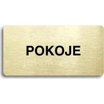 Značení Zlatý piktogram "POKOJE" s černým&nbsp;textem bez rámečku&nbsp;-