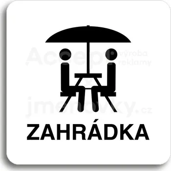Informační tabulka Bílý piktogram "zahrádka II" s černým textem bez rámečku -