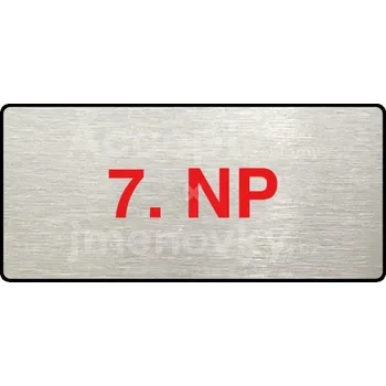 Informační tabulka Stříbrný&nbsp;piktogram "7. NP" s červeným textem a rámečkem&nbsp;-