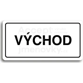 Značení Bílý piktogram "VÝCHOD" s černým textem a rámečkem&nbsp;-