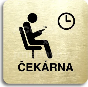 Značení Zlatý piktogram "čekárna IV" s černým textem bez rámečku - 80 x 80 mm