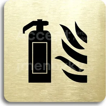 Informační tabulka Zlatý piktogram "hasicí přístroj" s černým textem bez rámečku -