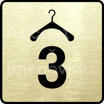 Informační tabulka Zlatý piktogram "šatna 3 II" s černým&nbsp;textem a rámečkem&nbsp;-