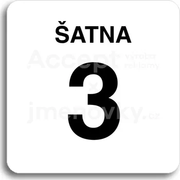 Informační tabulka Bílý piktogram "šatna 3" s černým textem bez rámečku&nbsp;-