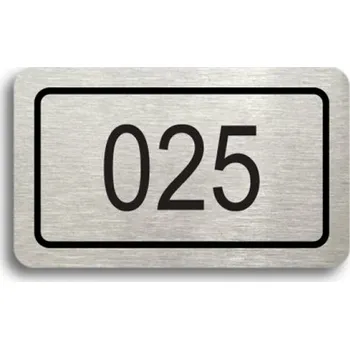 Informační tabulka Číslo na dveře - typ 06 (50 x 30 mm) - stříbrná tabulka - černý tisk