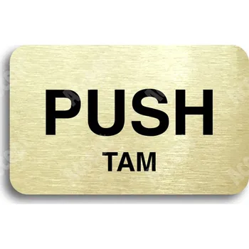 Informační tabulka Zlatý piktogram "SEM - TAM - typ 07" s černým textem bez rámečku - 80 x 50 mm