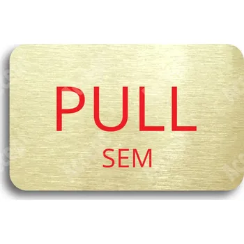 Informační tabulka Zlatý piktogram "SEM - TAM - typ 28" s červeným textem bez rámečku - 80 x 50 mm