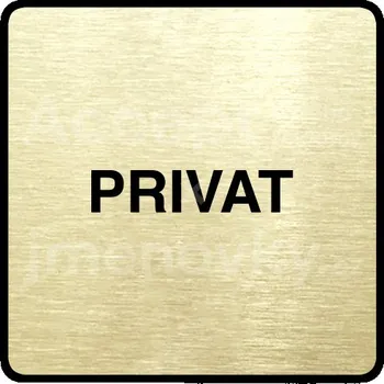 Informační tabulka Zlatý piktogram "privat" s černým textem a rámečkem - 80 x 80 mm