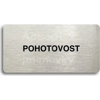 Značení Stříbrný piktogram "POHOTOVOST" s černým&nbsp;textem bez rámečku -